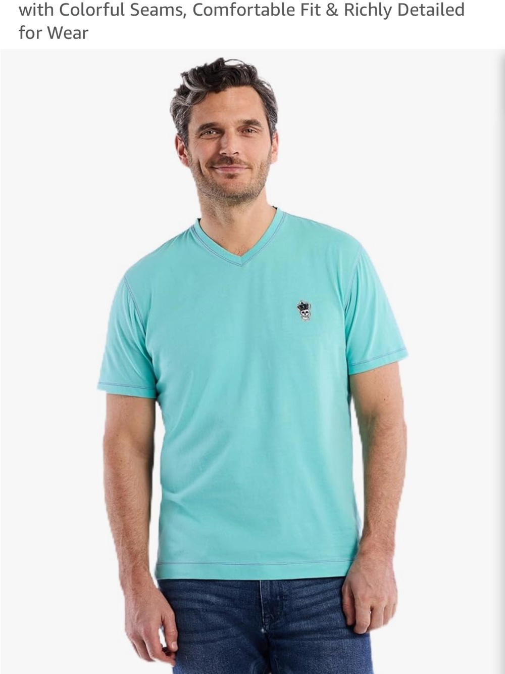 Robert Graham Short Sleeve V-Neck Tee in Aqua Blue